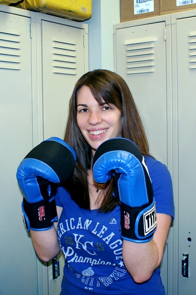 Transportation engineer Cheryl Bornheimer in her boxing gloves
