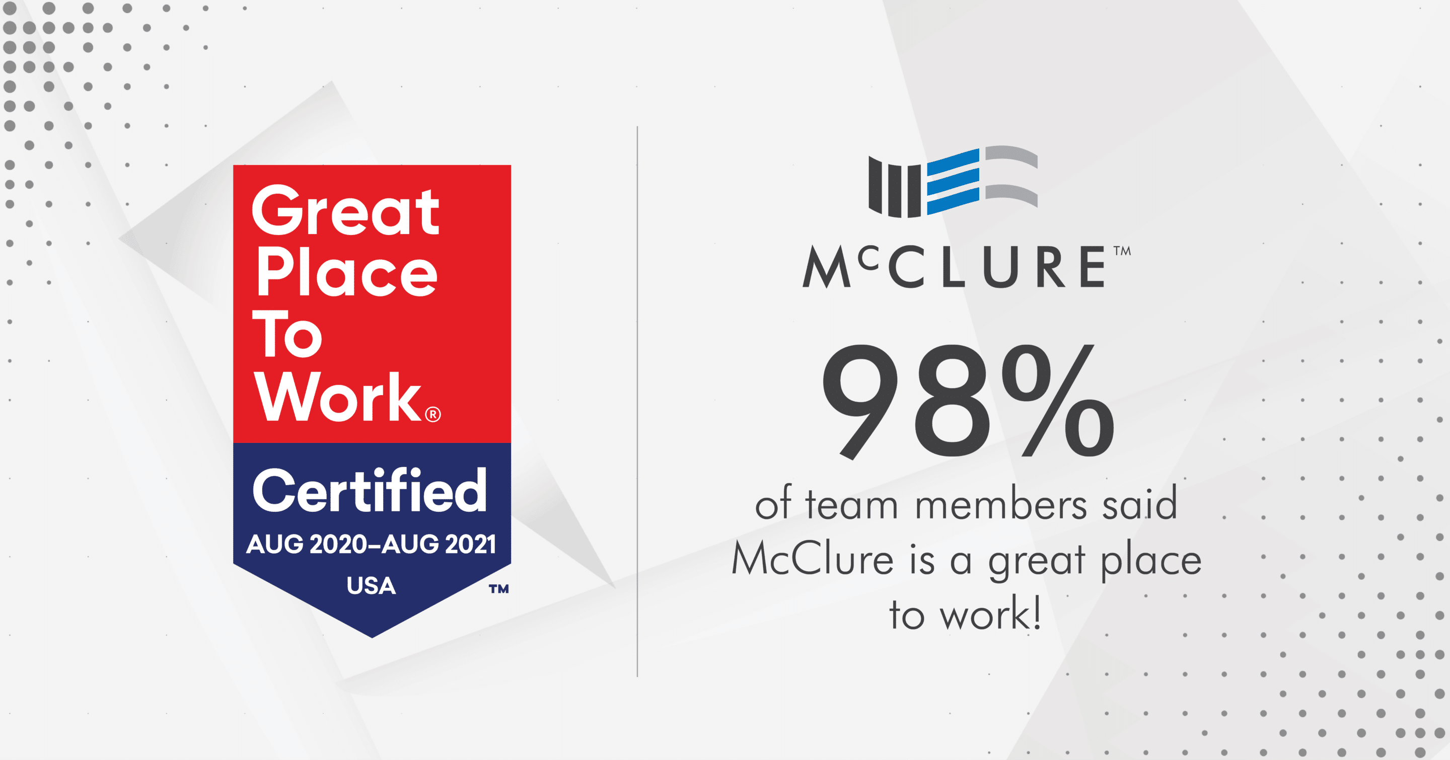 McClure Earns Designation as a Great Place to Work-Certified™ Company